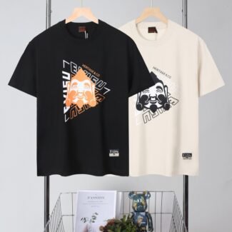 EVISU Fushen Buddha head and logo printed short sleeves