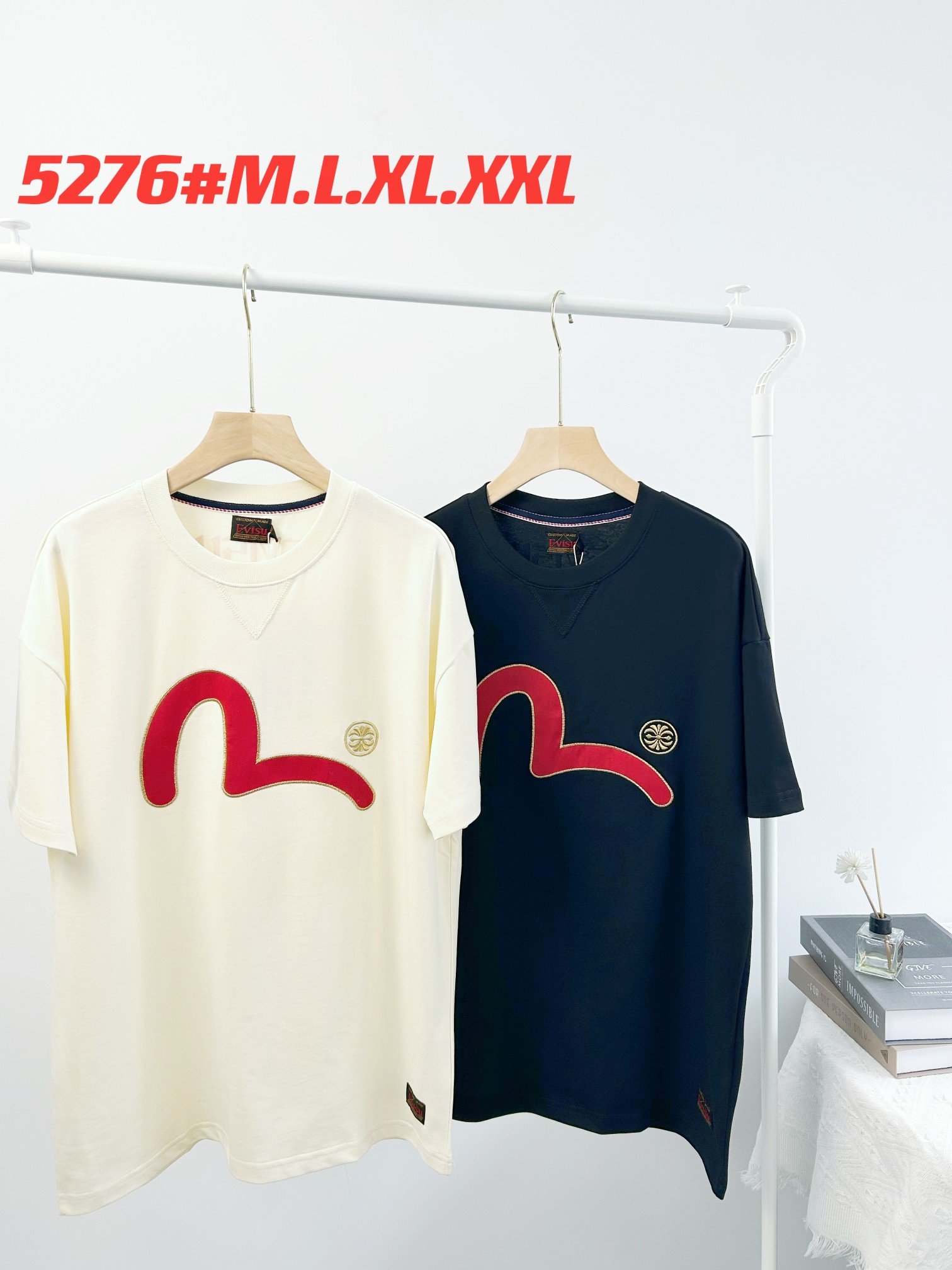 EVISU2025 summer new product, trendy casual cotton short-sleeved shirt with seagull patch embroidery on the chest, for both men and women