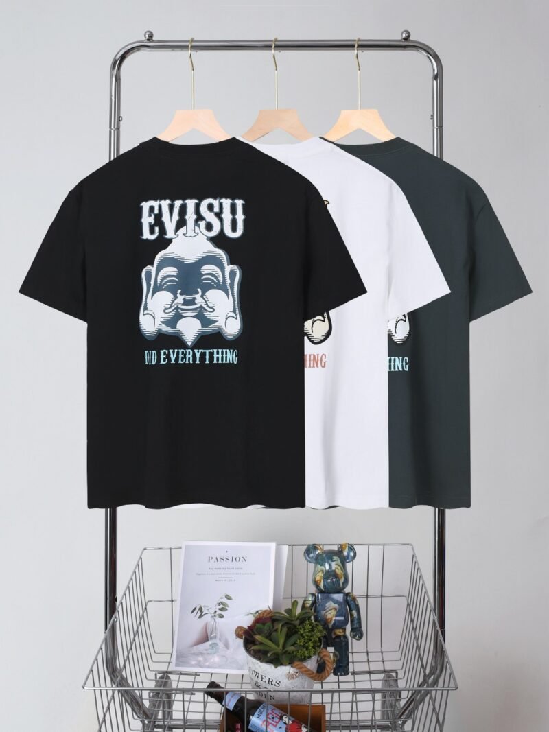25 Summer new Buddha head print classic versatile casual cotton short sleeves