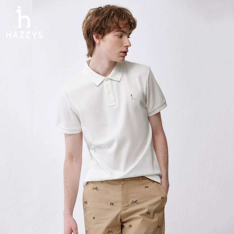 Hazzys Men's Classic Business Casual Short Sleeve Lapel POLO Shirt New Summer Top T-Shirt Trend