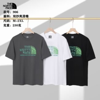 New North Face couple round neck short sleeves 230g double sand smooth cotton fabric