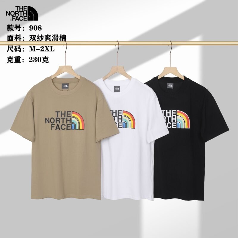 New North Face couple round neck short sleeves 230g double sand smooth cotton fabric