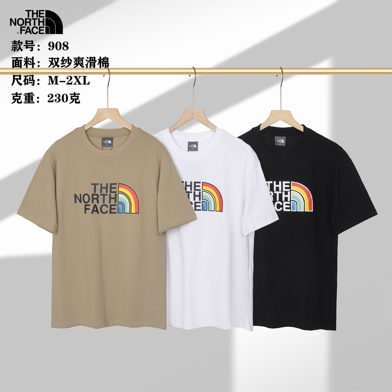 13387995635091670 New North Face couple round neck short sleeves 230g double sand smooth cotton fabric