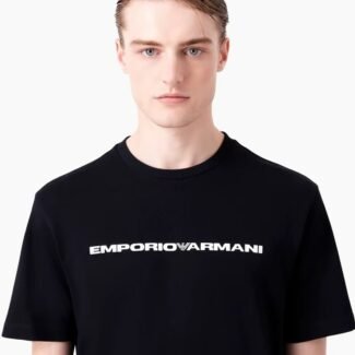 Pima jersey T-shirt with logo embroidery | Emporio Armani