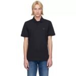 BOSS - Slim-fit stretch-cotton polo shirt with logo patch - Dark Blue
