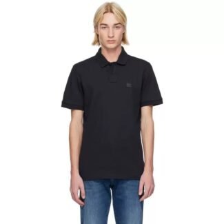 BOSS - Slim-fit stretch-cotton polo shirt with logo patch - Dark Blue