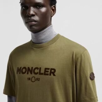 Olive Green Logo Cotton & Cashmere T-Shirt - Moncler
