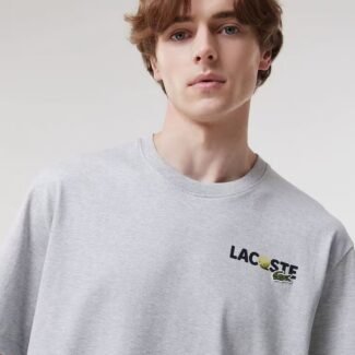 Lacoste Men's Short Sleeve Classic Fit Tee Shirt W/Graphics on Back