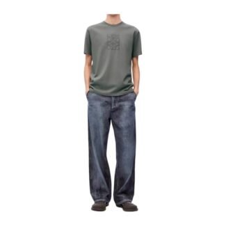 Loewe Men's Grey Embroidered Anagram T-shirt