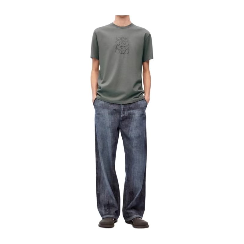 Loewe Men's Grey Embroidered Anagram T-shirt