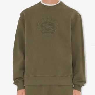 Burberry Khaki Embroidered-Logo Sweatshirt