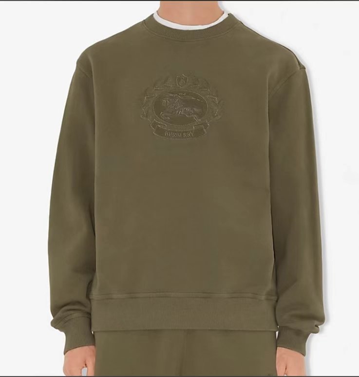 Burberry Khaki Embroidered-Logo Sweatshirt