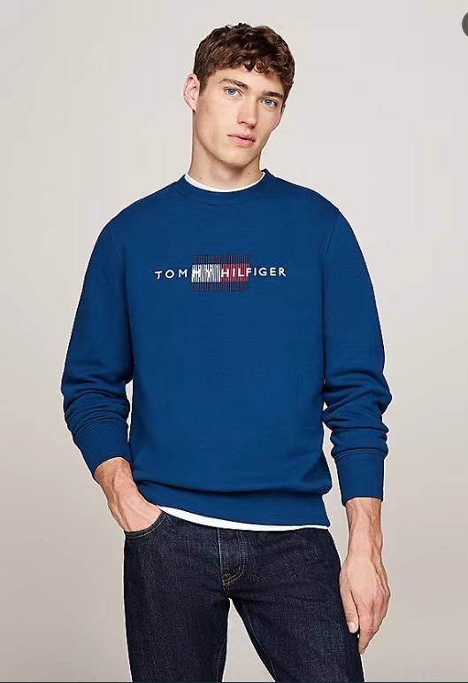 Tommy-Hilfiger Logo Embroidery Crew Neck Sweatshirt