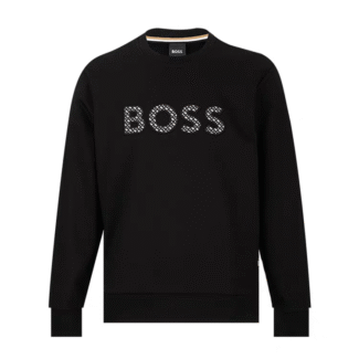 BOSS - Relaxed-fit cotton-terry sweatshirt with logo artwork - Black