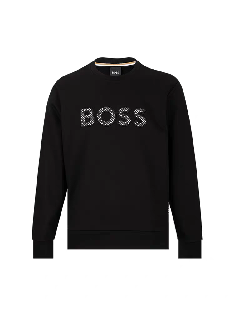 BOSS - Relaxed-fit cotton-terry sweatshirt with logo artwork - Black