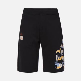 EVISU Men's Colorblock Buddha Head Printed Cotton Shorts