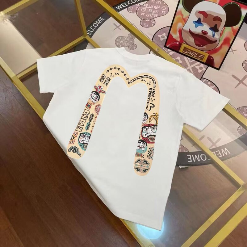 EVISU God of Fortune Men's Slogan Family Flower Daruma Large M Print
