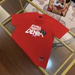 EVISU Fushen 2025 Spring New Products Men's Slogan Buddha Head Leather Brand Printing