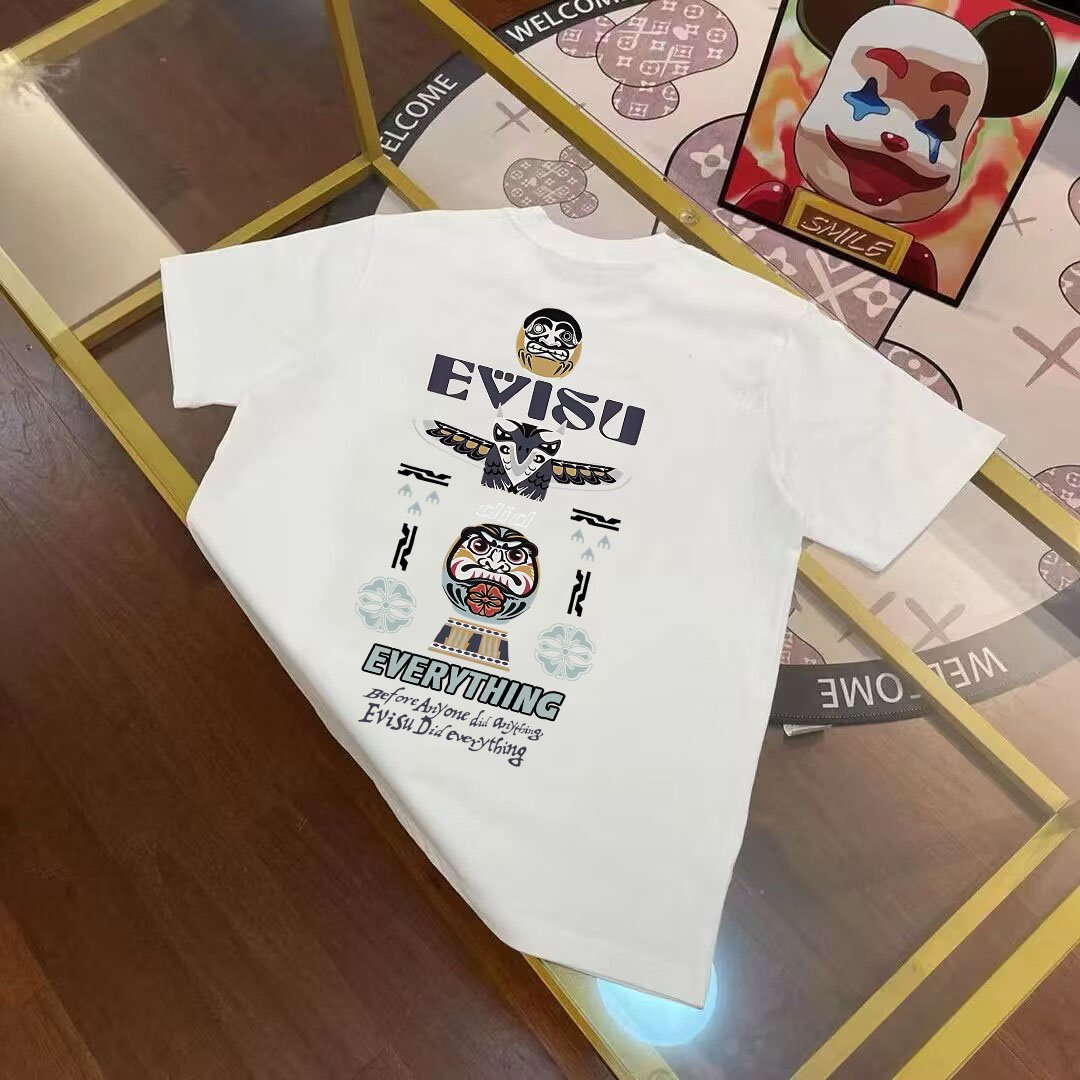 EVISU Fukushin 2025 Spring New Products Men's Totem Pole Daruma Family Flower Letter Printing