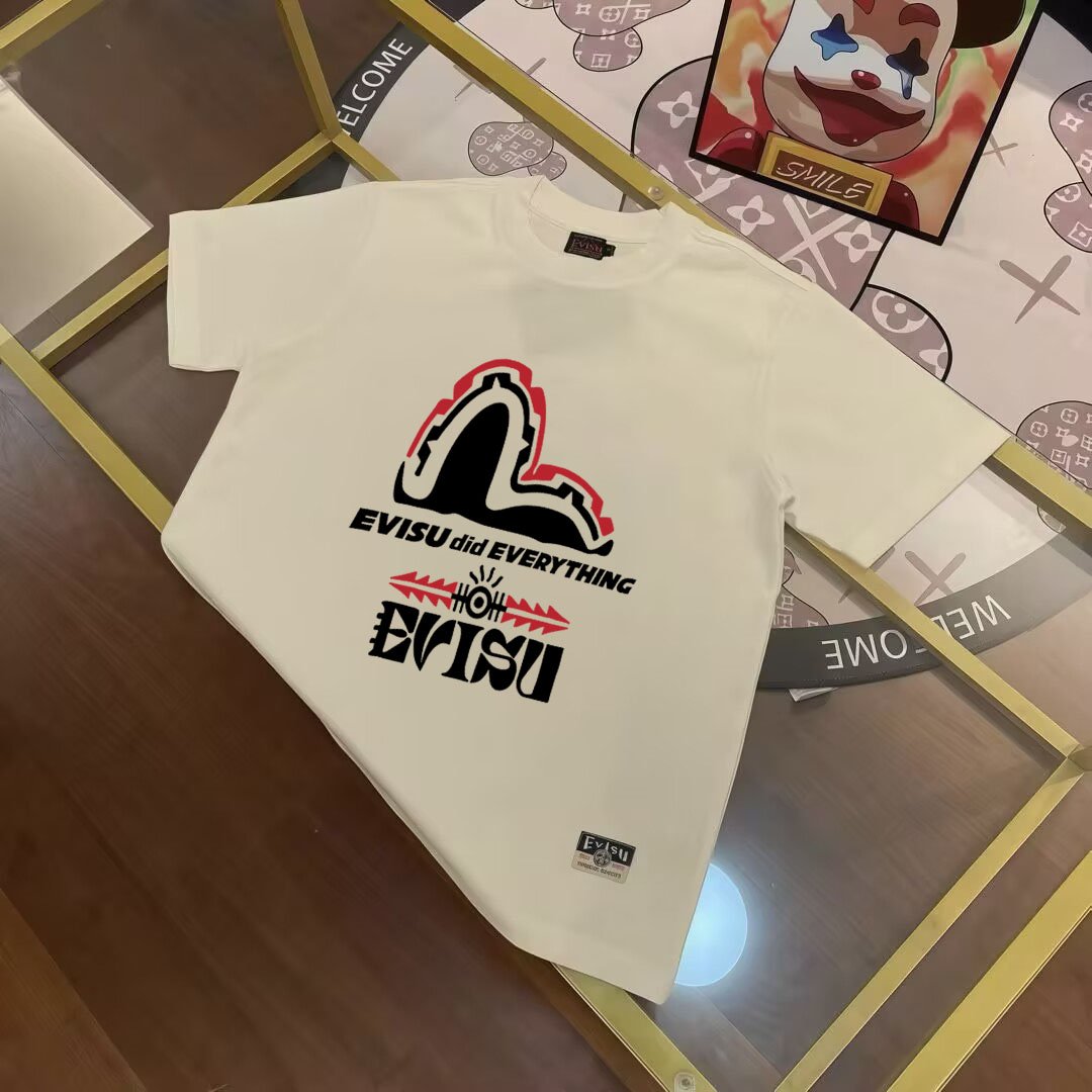 EVISU Fushen 2025 Spring New Men's Totem Seagull Letter Printing