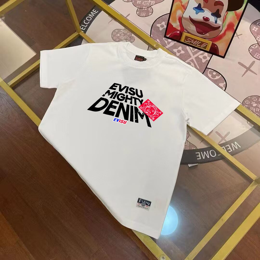 EVISU Fushen Men's slogan Buddha head leather brand print