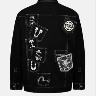 EVISU new Fukushin multi-pocket logo men's and women's casual denim jacket street coat