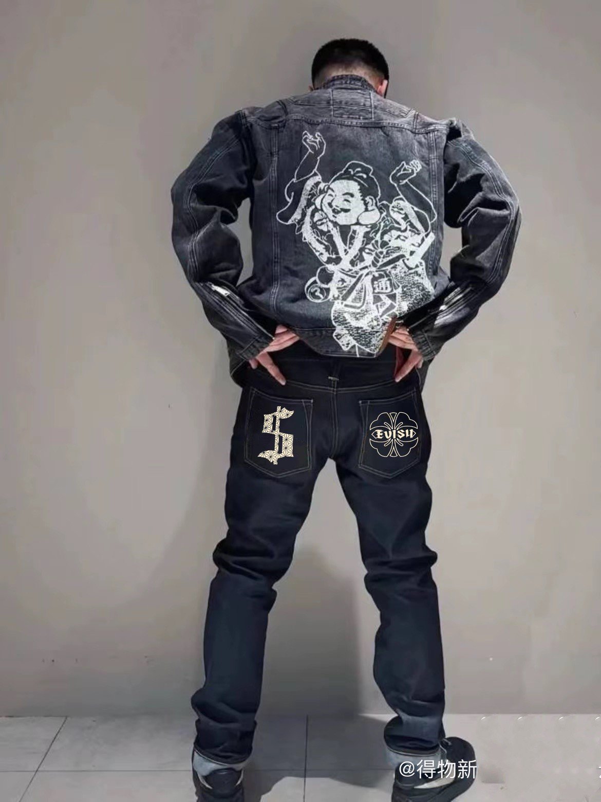 Evisu Fukushin jeans 2024 new men's house flower seagull print straight pants