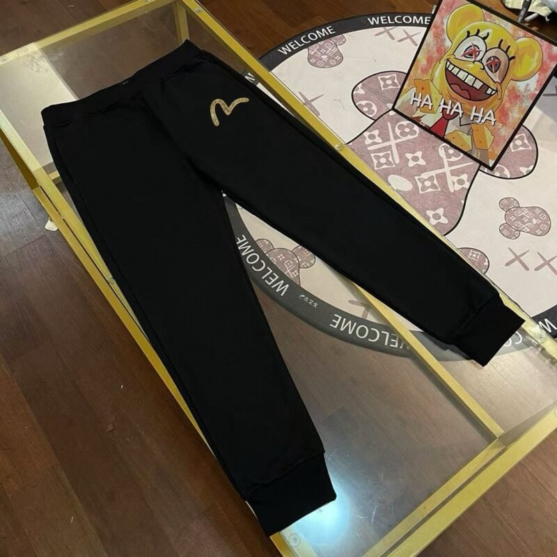 Evisu Seagull embroidered simple cotton straight sports sweatpants trousers