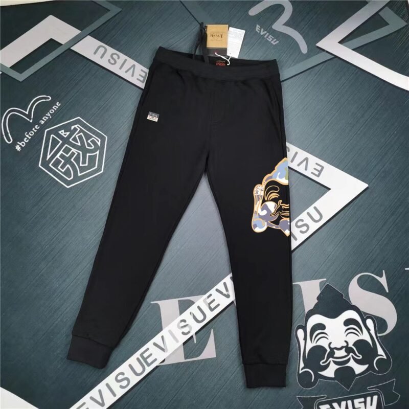 Evisu Fushen men's half-side Buddha head print couple versatile sweatpants casual pants