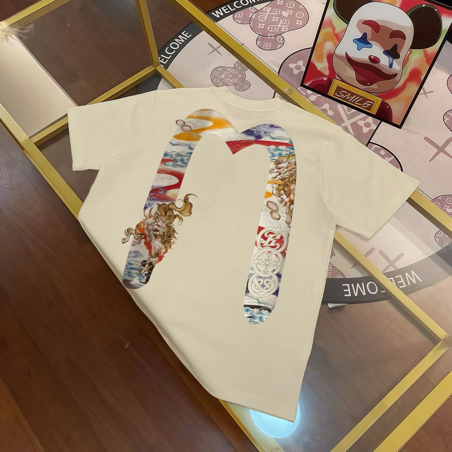 Evisu 2025 Spring New Men's Buddha Head Seal Printed Short Sleeve T-shirt