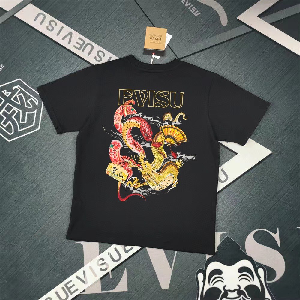 EVISU Fukushin 2025 Spring New Products Men's Logo and Kamon Letter Printing