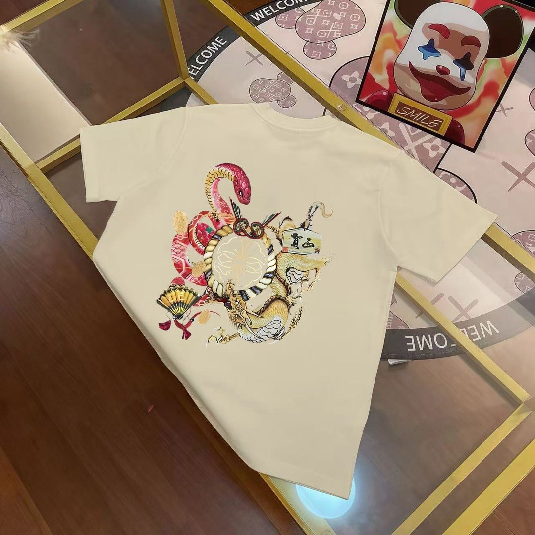 EVISU Fushen 2025 Spring New Men's Teng Snake and Dragon Letter Printing Limited Edition