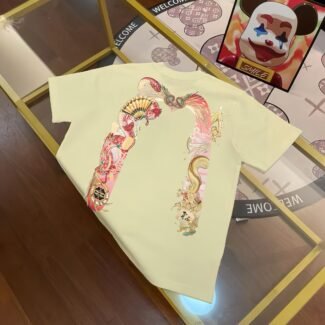 Snake Year Limited EVISU Fushen Teng Snake Big M Letter Printed Casual Loose Round Neck Short Sleeve