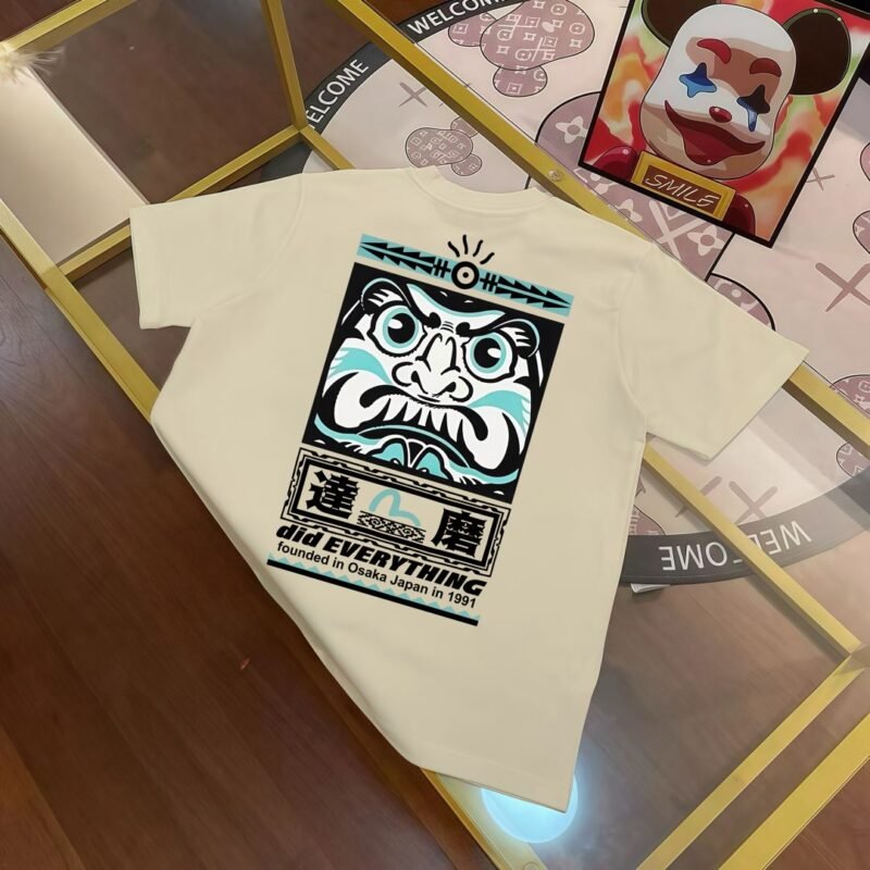 EVISU Fukushin 2025 Spring New Men's Daruma Slogan Printed Short Sleeve T-shirt