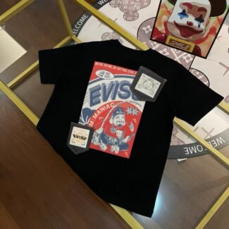 EVISU Fukushin 2024 Winter New Products Men's Buddha Head Fishing Pocket Print Short Sleeve T-shirt
