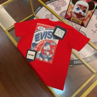 EVISU Fukushin 2024 Winter New Products Men's Buddha Head Fishing Pocket Print Short Sleeve T-shirt