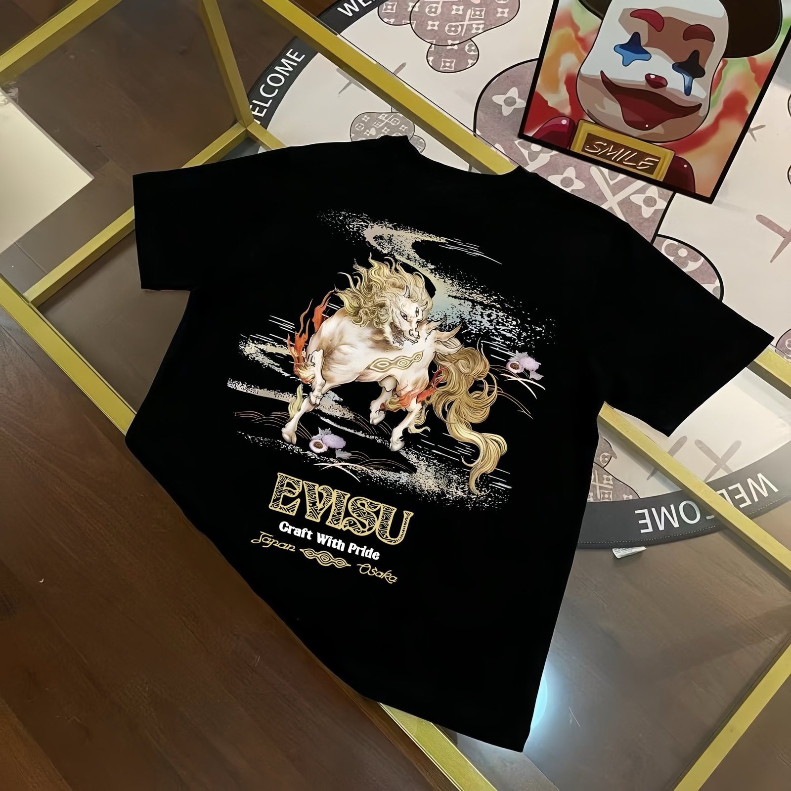 Evisu 2025 Early Spring New Men's Mythical Beast Bai Ze Large M Print