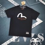 EVISU Fukushin 2024 Autumn and Winter New Men's Seagull and House Flower Printed Short-sleeved T-shirt