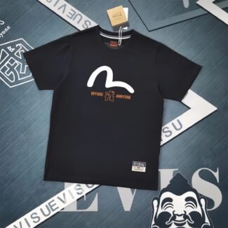 EVISU Fukushin 2024 Autumn and Winter New Men's Seagull and House Flower Printed Short-sleeved T-shirt