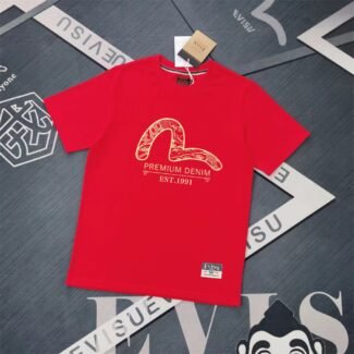 EVISU Fukushin 2025 Autumn and Winter New Men's Seagull and House Flower Print Short Sleeve T-shirt