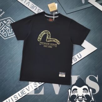 EVISU Fukushin 2025 Autumn and Winter New Men's Seagull and House Flower Print Short Sleeve T-shirt