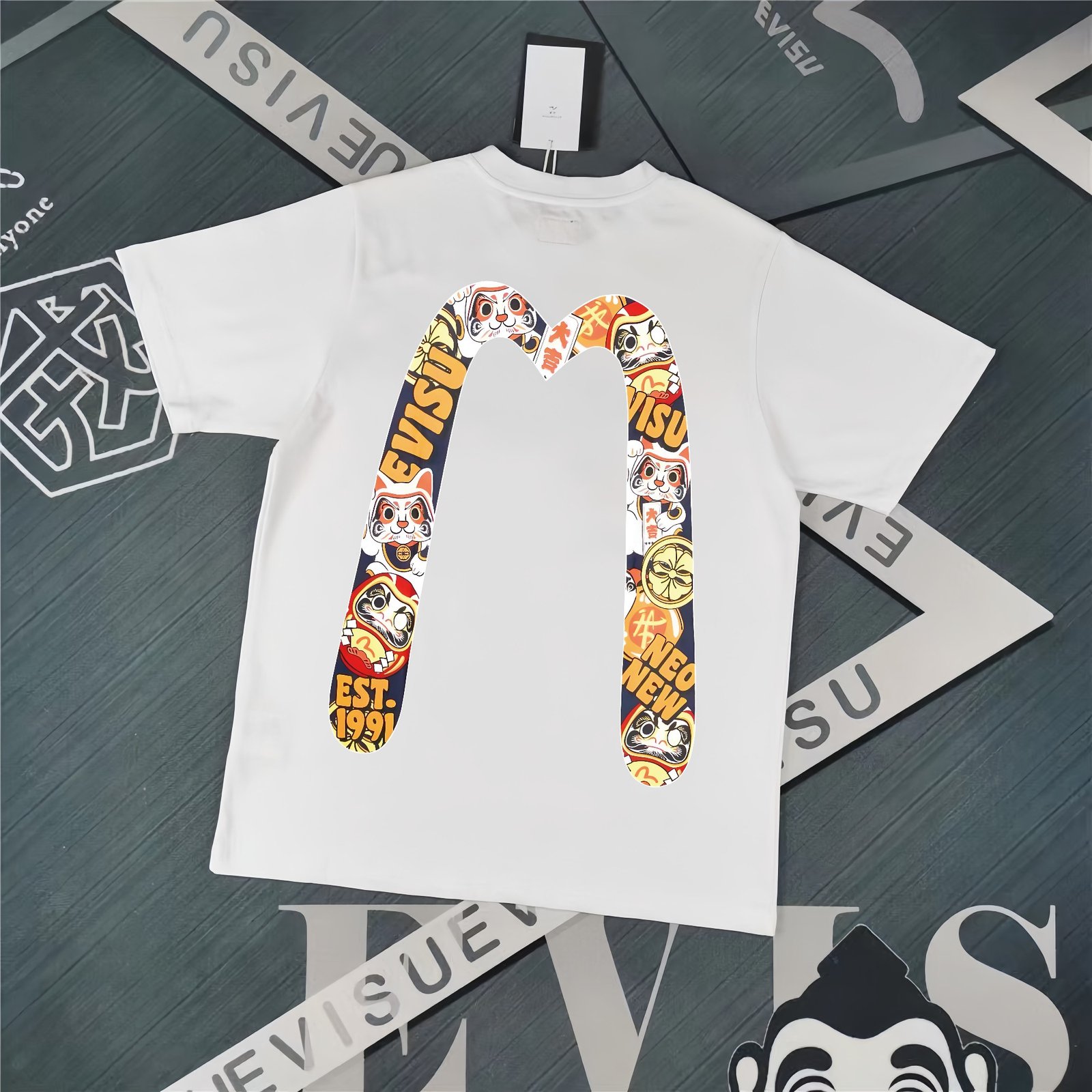 13391584807918519 Evisu Fukushin 2025 New Print T-shirt Loose Fit