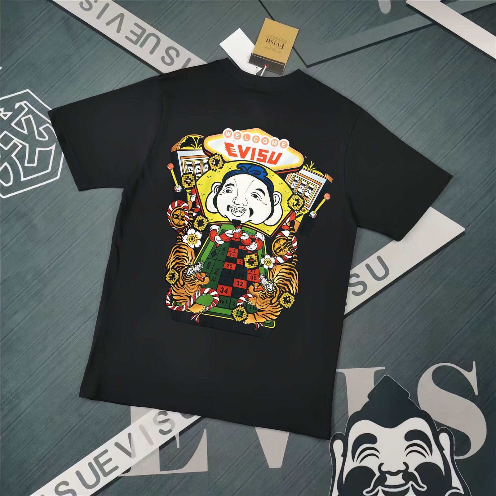 13391592334146550 Evisu Fukushin 2025 New Print T-shirt Loose Fit