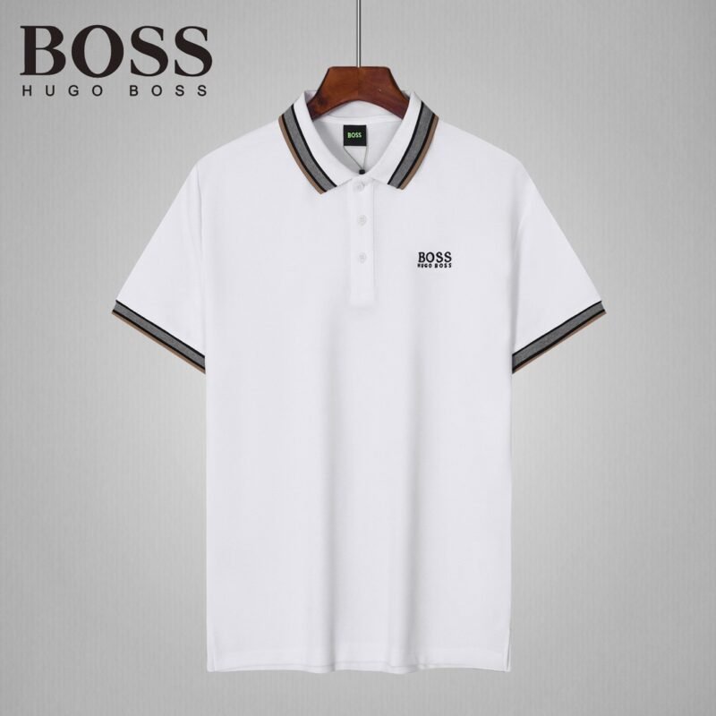 BOSS - Cotton-blend polo shirt with contrast details - White