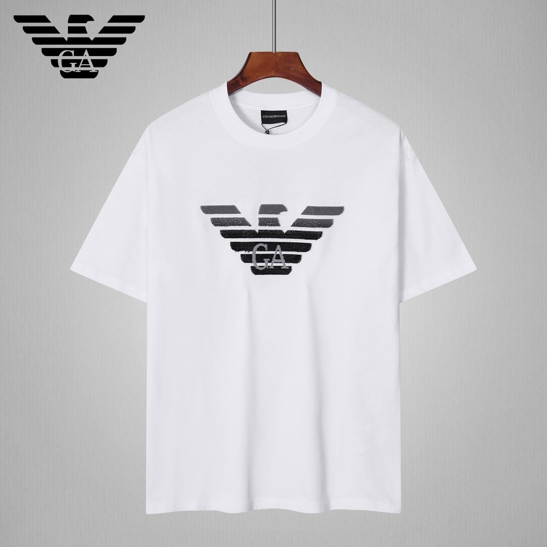 Pima-jersey T-shirt with logo print | Emporio Armani