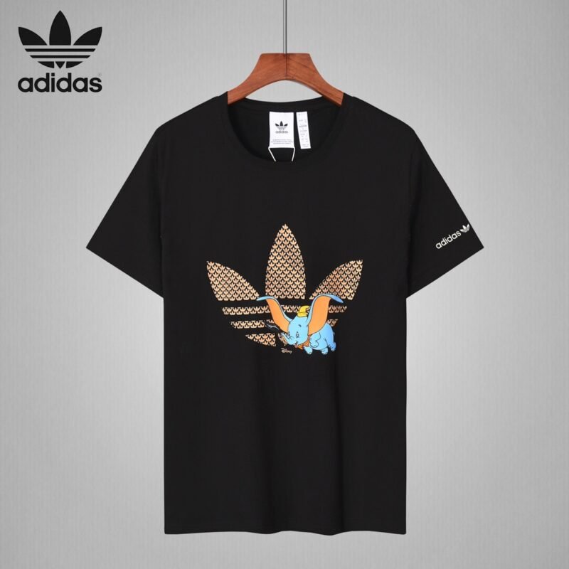 adidas originals Graphic Tee Retro Pattern Printing Sports Short Sleeve Black