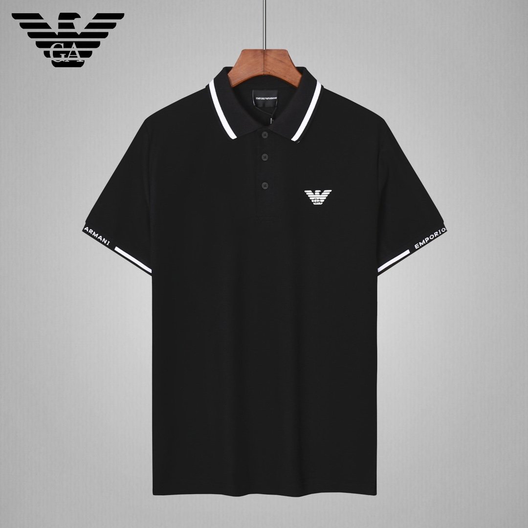 Stretch piqué polo shirt with striped trim | Emporio Armani