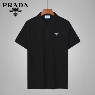 PRADA || Mercerized Piqué Polo T-Shirt With Chevron Trim