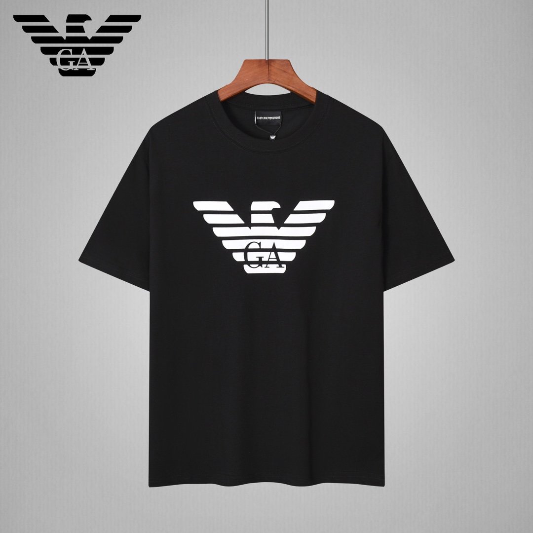 Pima-jersey T-shirt with logo print | Emporio Armani