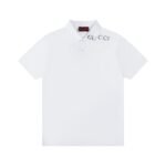 Knit cotton polo shirt with intarsia in white | GUCCI®